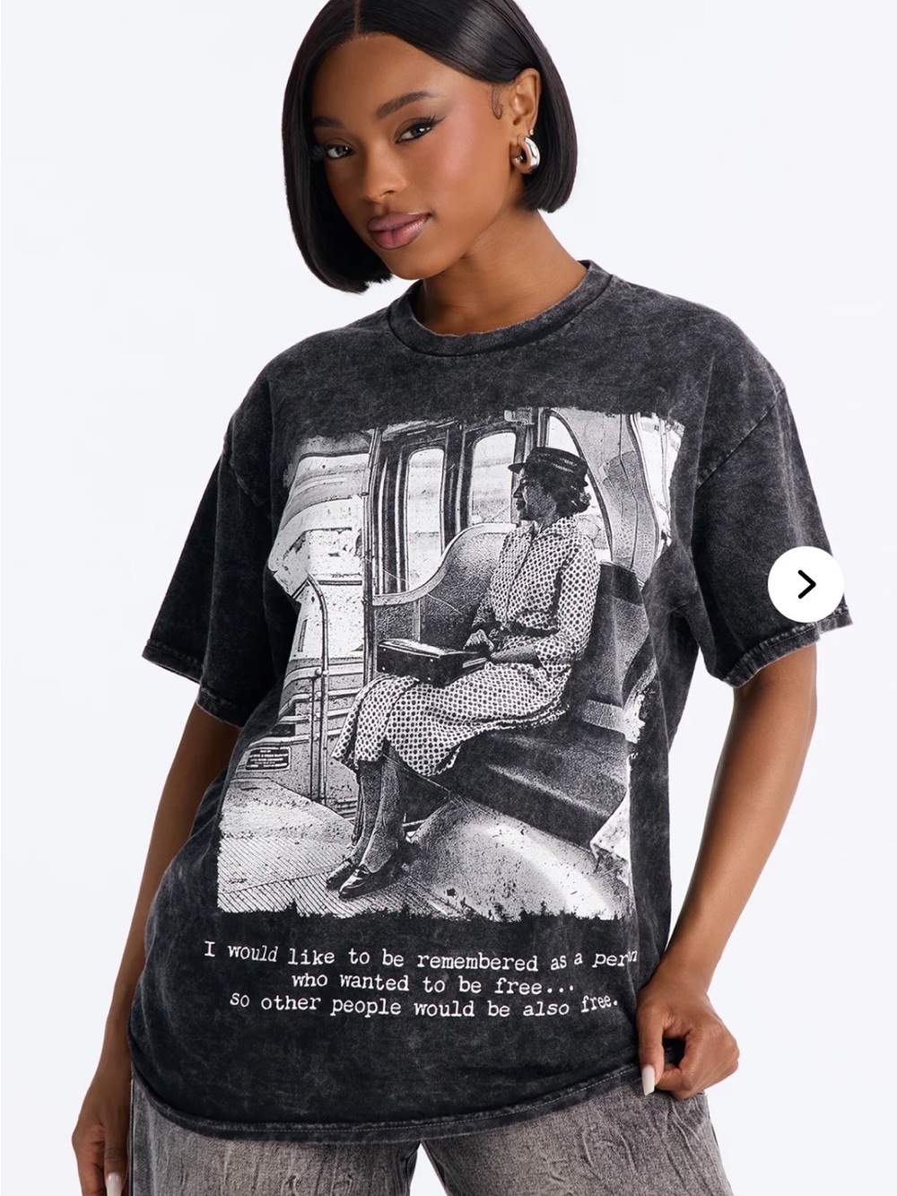 Fashion Nova Black Washed Graphic Crewneck Tee oversized L NWT